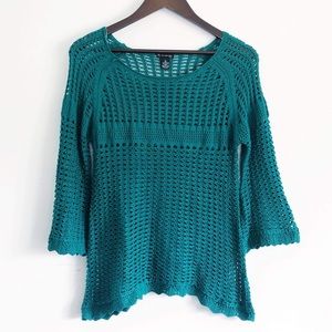 Teal Crotchet Sweater Boho Overlay